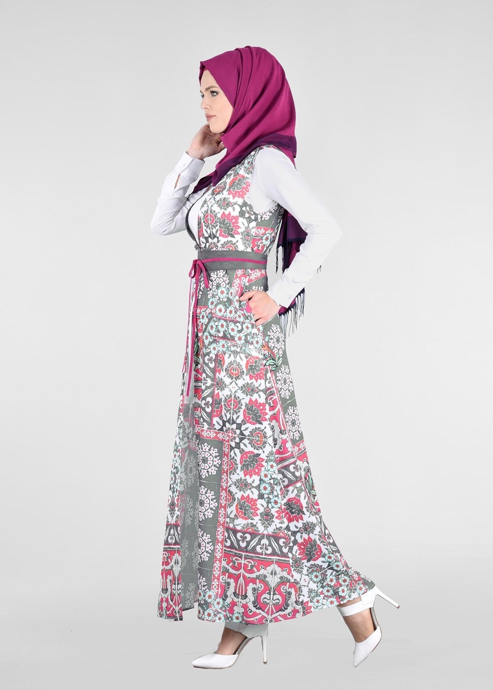 Vêtements hijab FUCHSIA T 4622 Burble Crep Tesettür 7934 Yelek-Alv Fashion