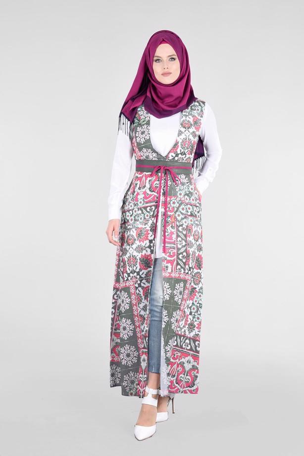 Tesettür giyim FUŞYA T 4622 Burble Crep Tesettür 7934 Yelek-Alv Fashion - TRENDTESETTÜR