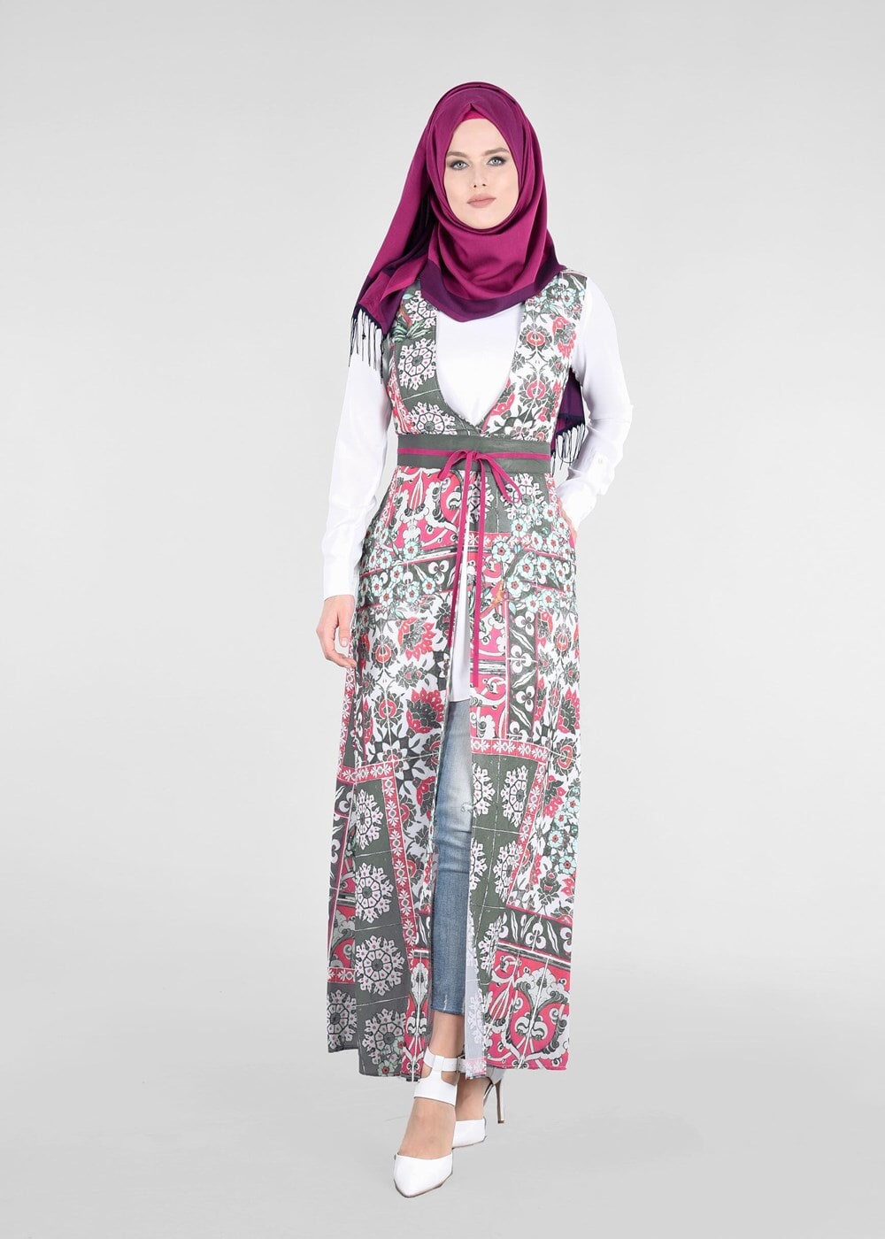 Vêtements hijab FUCHSIA T 4622 Burble Crep Tesettür 7934 Yelek-Alv Fashion