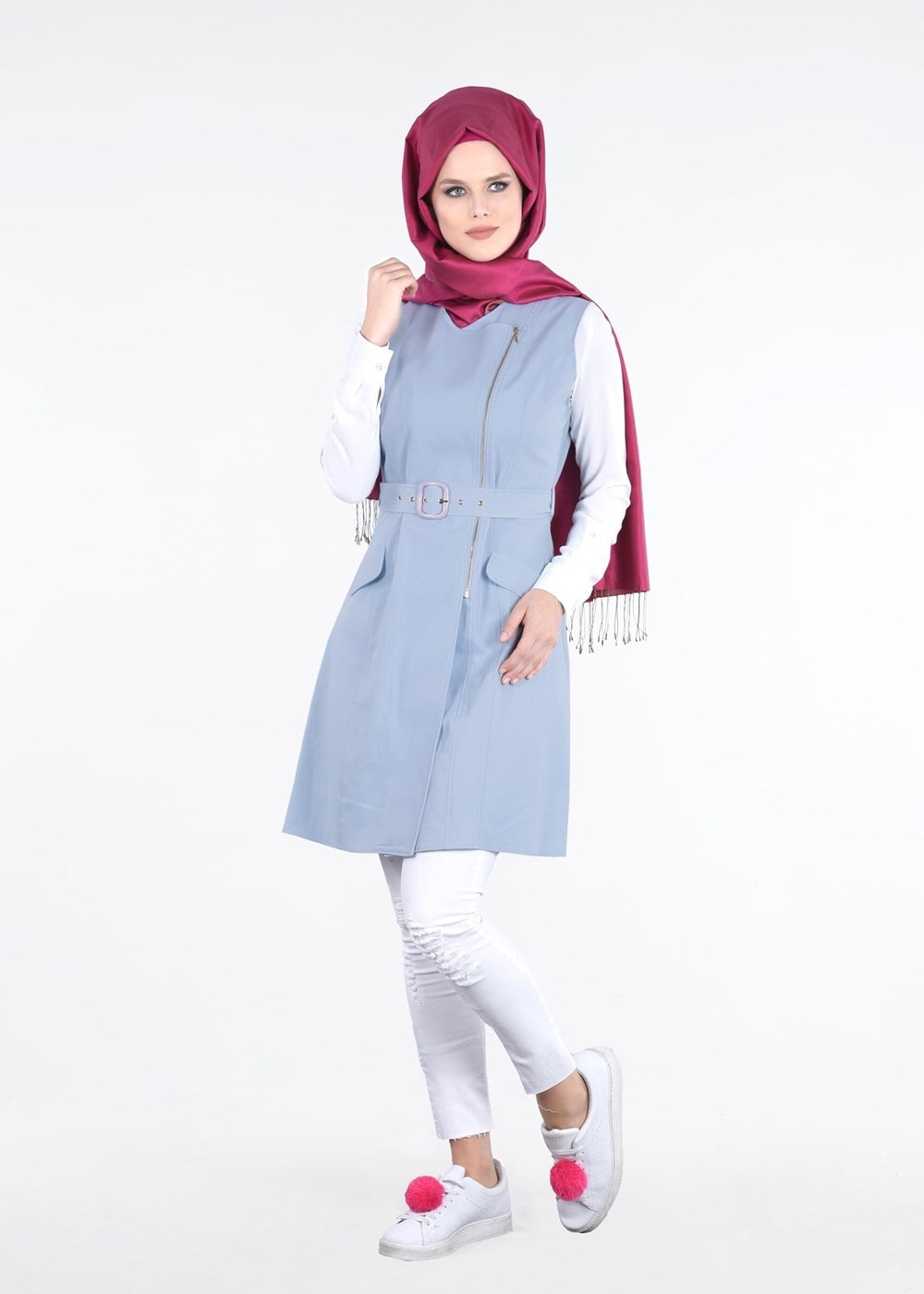 Tesettür giyim MAVİ T 4671 Owen 553 Tesettür Yelek -Alv Fashion