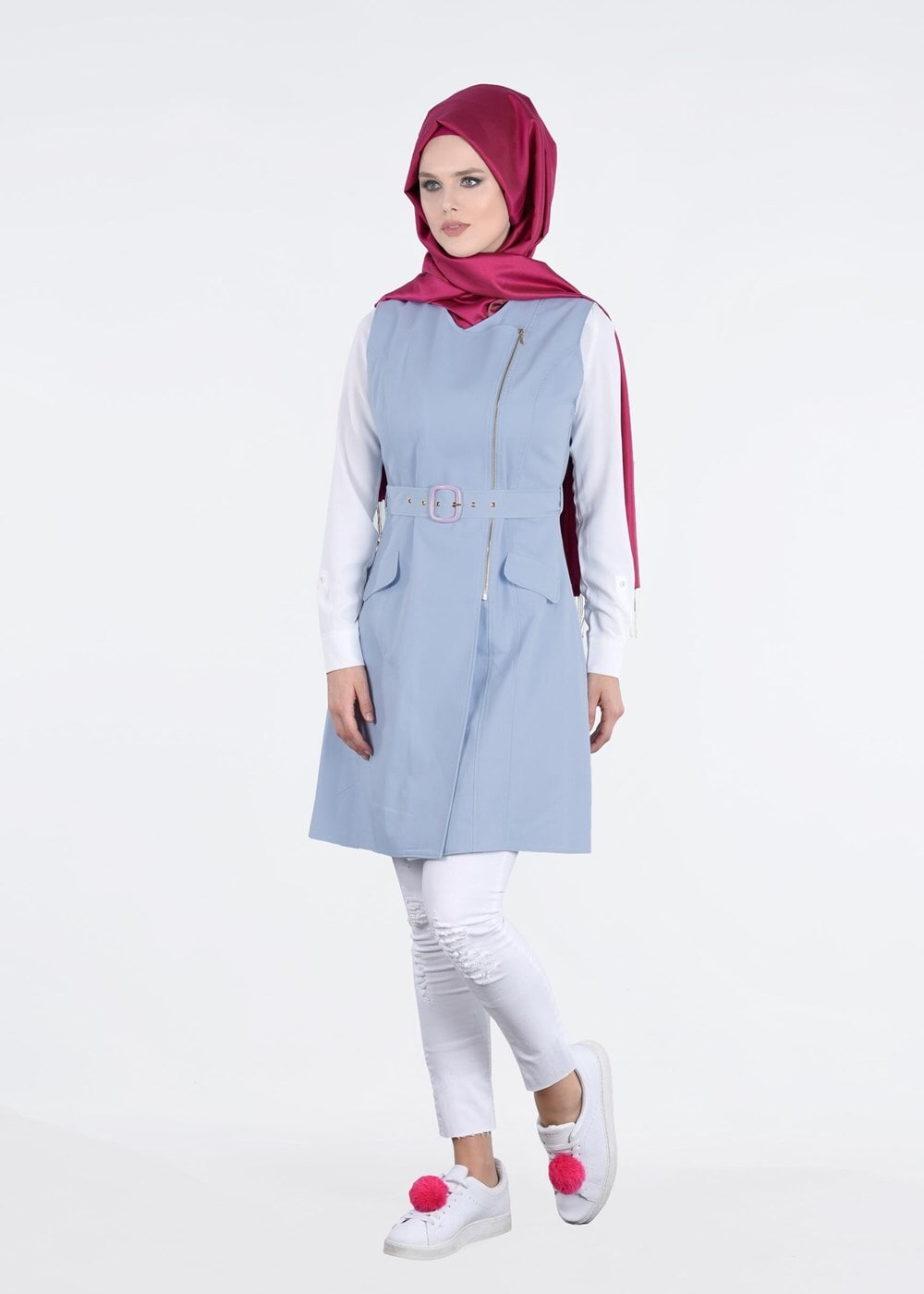 Tesettür giyim MAVİ T 4671 Owen 553 Tesettür Yelek -Alv Fashion