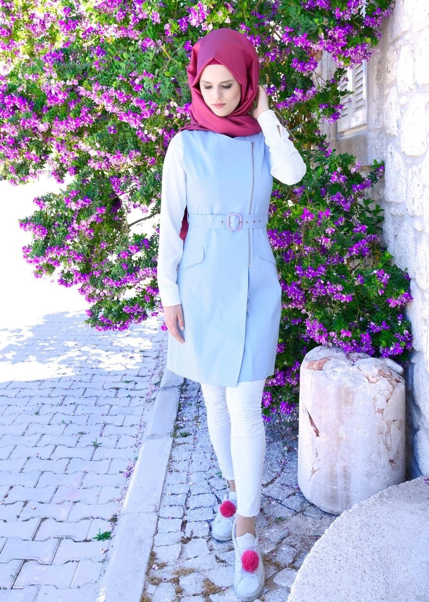 Tesettür giyim MAVİ T 4671 Owen 553 Tesettür Yelek -Alv Fashion
