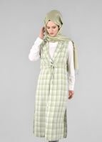 Vêtements hijab VERT T 4801 Verona Ekose Tesettür Yelek-Alv Fashion