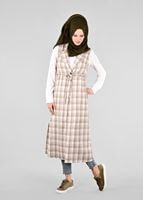 Tesettür giyim KAHVE T 4801 Verona Ekose Tesettür Yelek-Alv Fashion