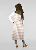Tesettür giyim KAHVE T 4801 Verona Ekose Tesettür Yelek-Alv Fashion