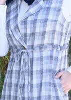 Tesettür giyim LACİVERT T 4801 Verona Ekose Tesettür Yelek-Alv Fashion