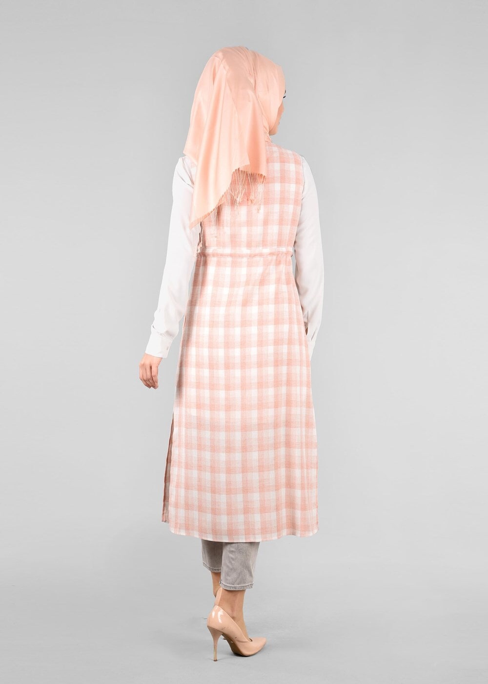 Vêtements hijab POUDRE T 4801 Verona Ekose Tesettür Yelek-Alv Fashion