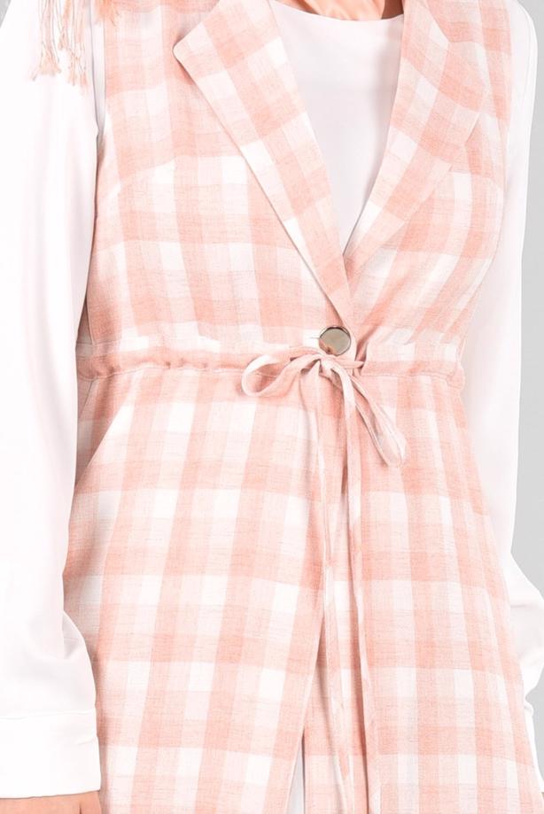 Vêtements hijab POUDRE T 4801 Verona Ekose Tesettür Yelek-Alv Fashion - TRENDTESETTÜR