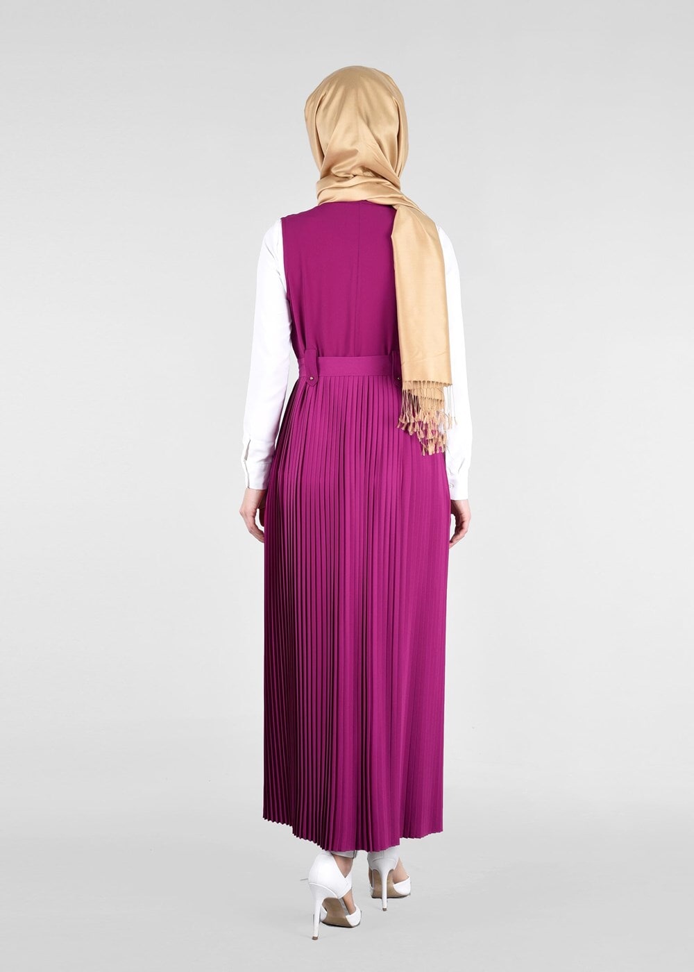 Tesettür giyim MOR T 8238 Mısra-Şal Yaka Yelek