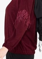 Tesettür giyim BORDO KOLLARI TÜY DETAYLI BLUZ 56551