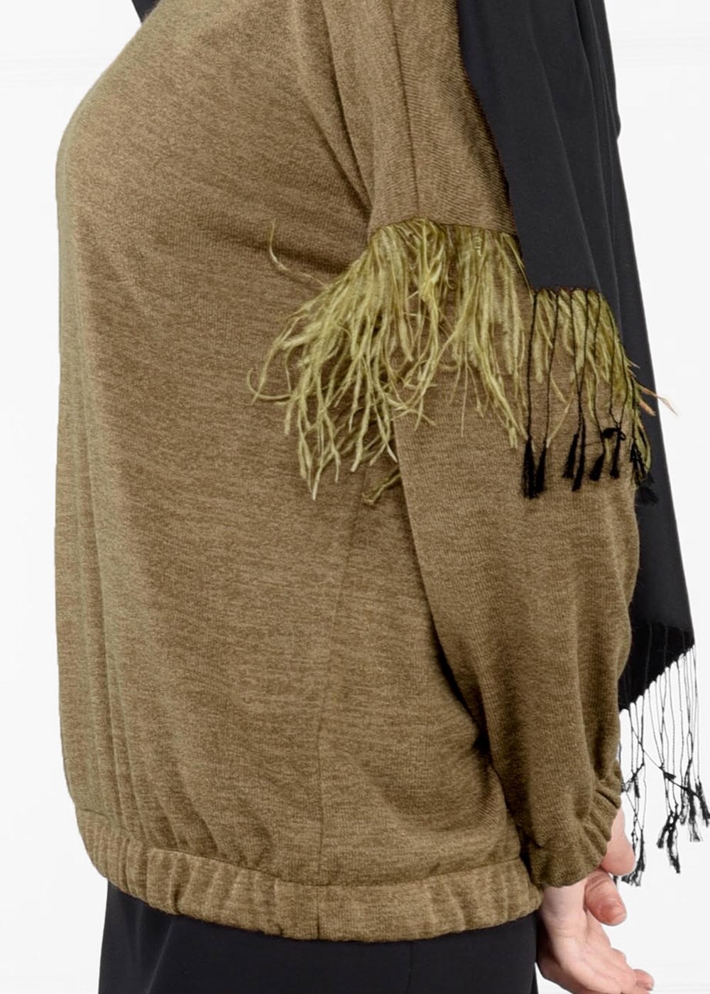 Tesettür giyim TABA KOLLARI TÜY DETAYLI BLUZ 56551