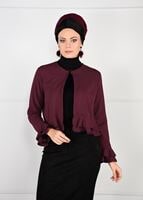 Tesettür giyim BORDO VOLANLI BLUZ 1186