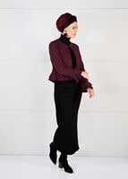 Tesettür giyim BORDO VOLANLI BLUZ 1186