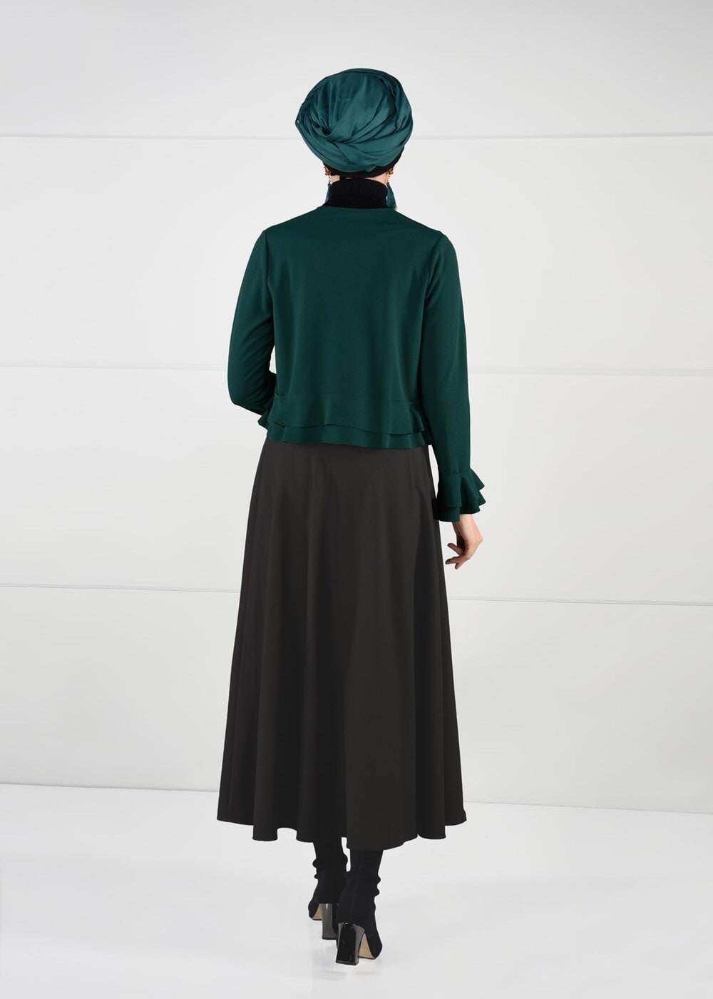 Tesettür giyim YEŞİL VOLANLI BLUZ 1186