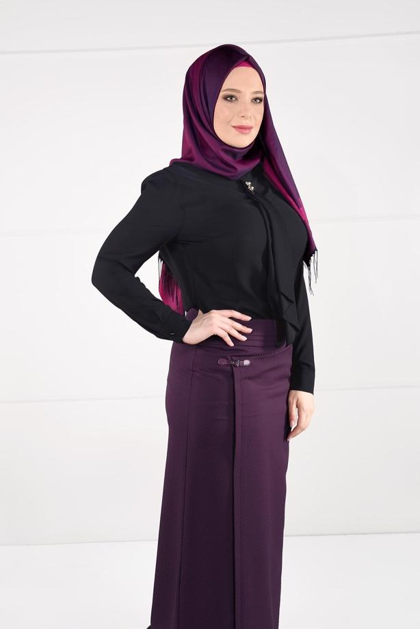 Vêtements hijab NOIR CHEMISE EN MOUSSELINE 2610  - TRENDTESETTÜR