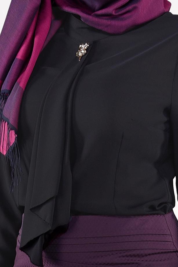 Vêtements hijab NOIR CHEMISE EN MOUSSELINE 2610  - TRENDTESETTÜR