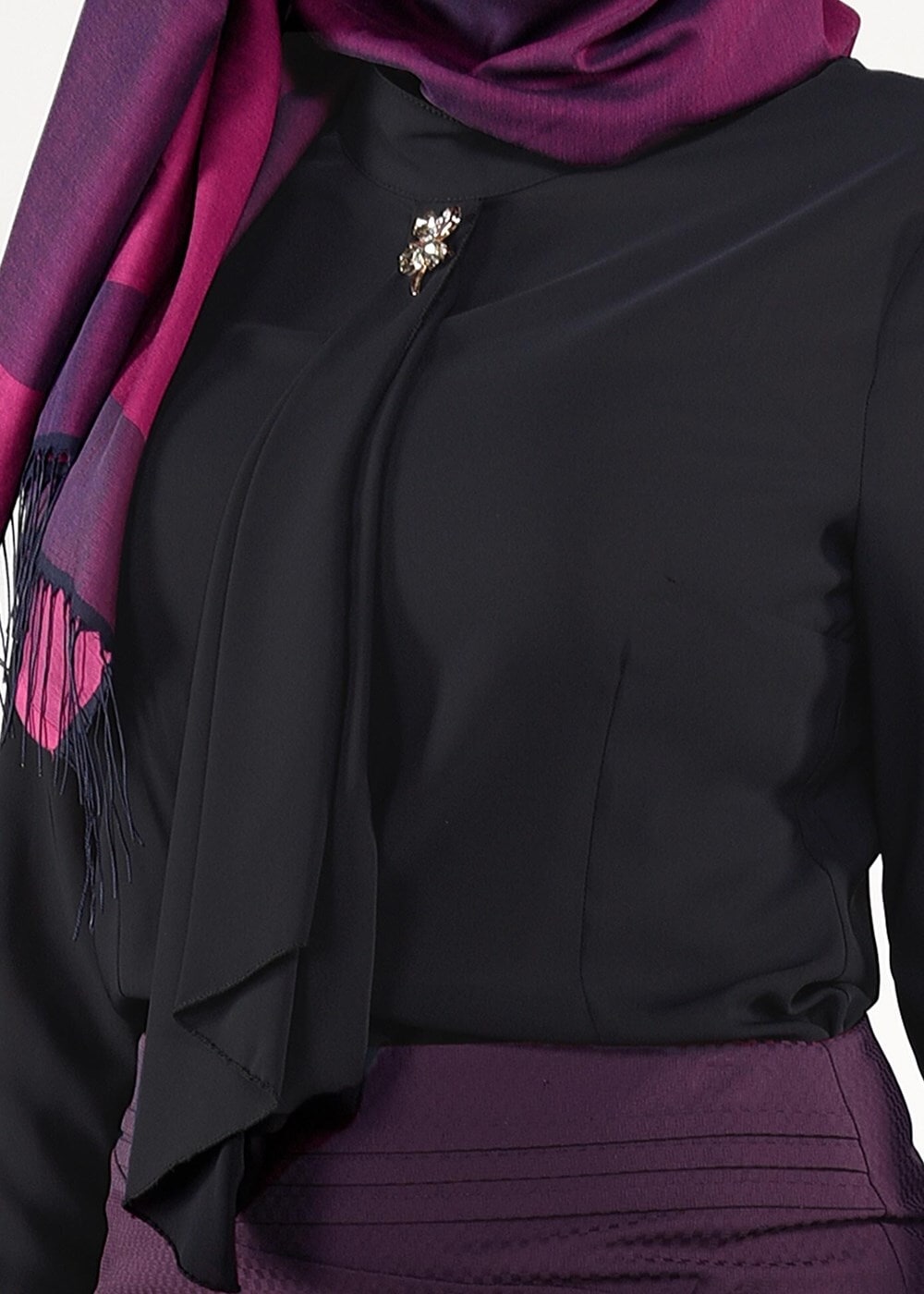 Vêtements hijab NOIR CHEMISE EN MOUSSELINE 2610 