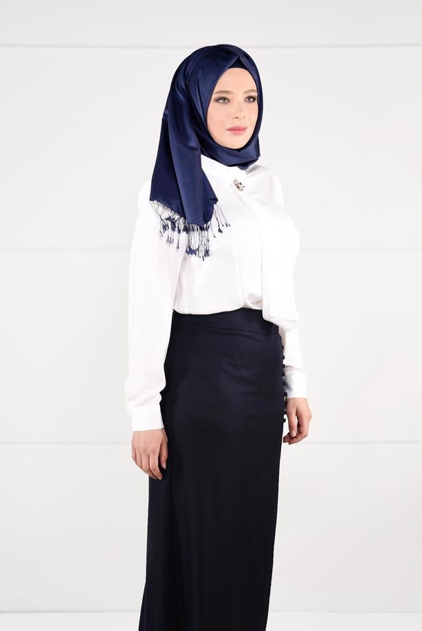 Vêtements hijab CRÈME CHEMISE EN MOUSSELINE 2610  - TRENDTESETTÜR