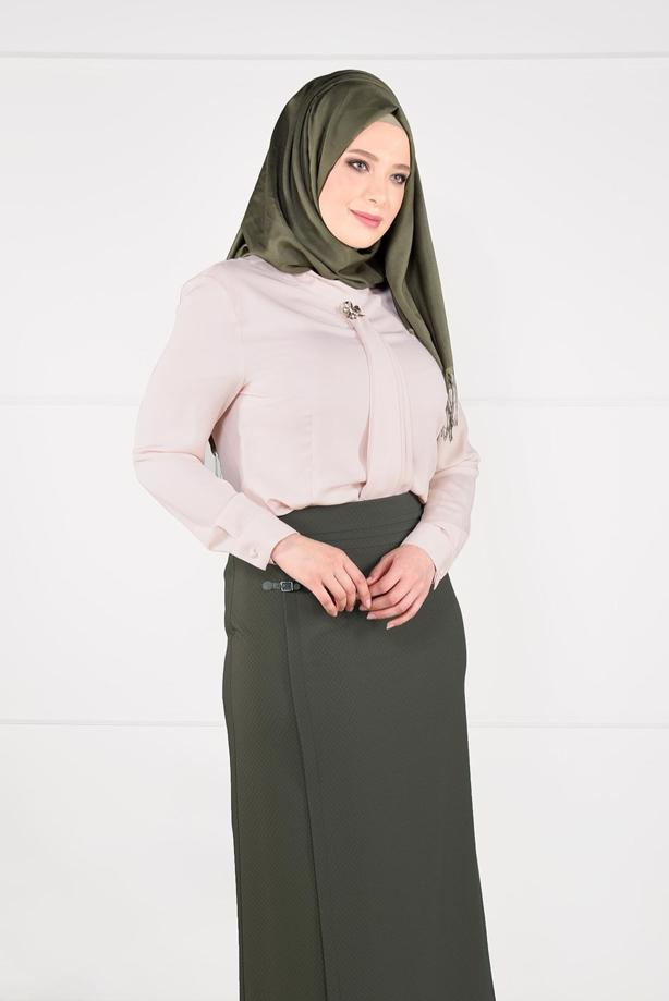 Vêtements hijab BEIGE CHEMISE EN MOUSSELINE 2610  - TRENDTESETTÜR