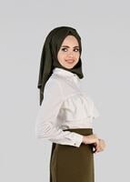 Tesettür giyim KREM VOLAN DETAYLI BLUZ 4783