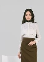 Tesettür giyim KREM VOLAN DETAYLI BLUZ 4783