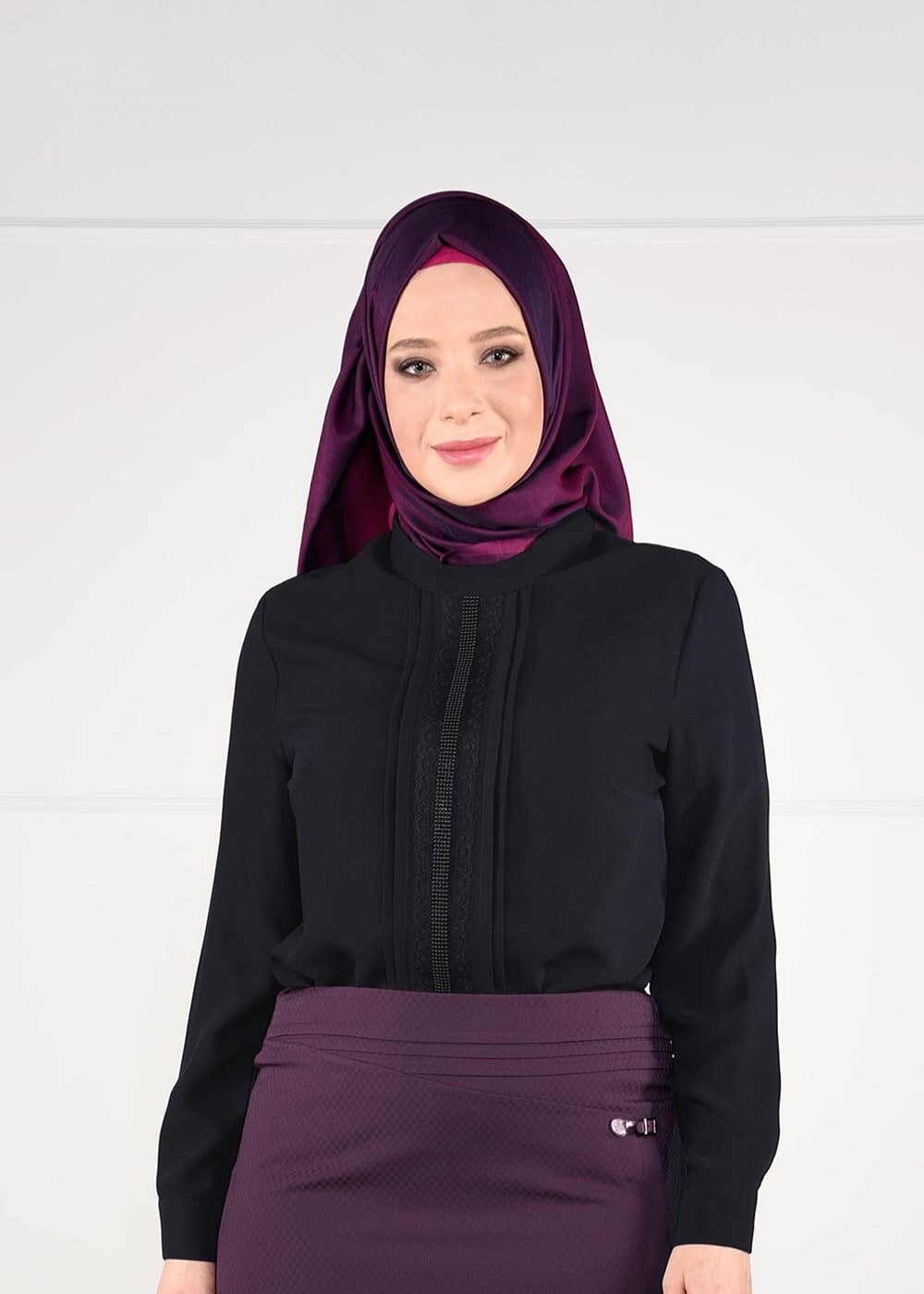 Vêtements hijab BLEU MARINE CHEMISIER À VERROTERIES 4830