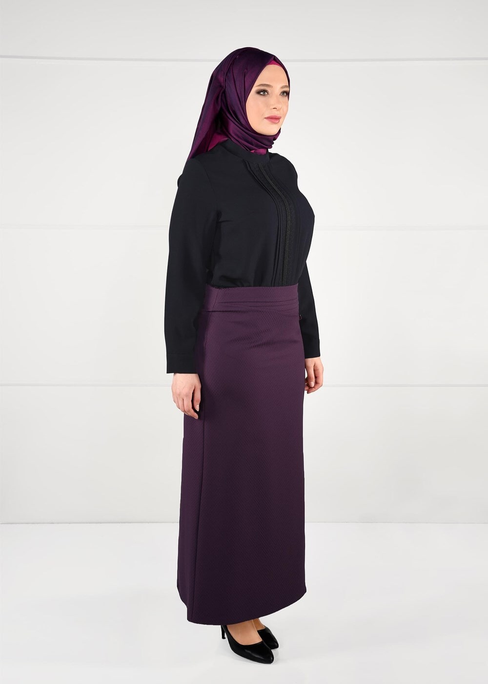 Vêtements hijab BLEU MARINE CHEMISIER À VERROTERIES 4830