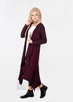 Tesettür giyim BORDO DESENLİ ASİMETRİK KESİM HIRKA 4997-1 