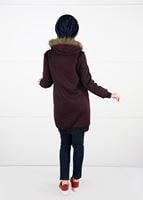 Tesettür giyim BORDO KÜRKLÜ KAPÜŞONLU CEKET 09341