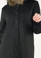 Tesettür giyim HAKİ KÜRKLÜ KAPÜŞONLU CEKET 09341