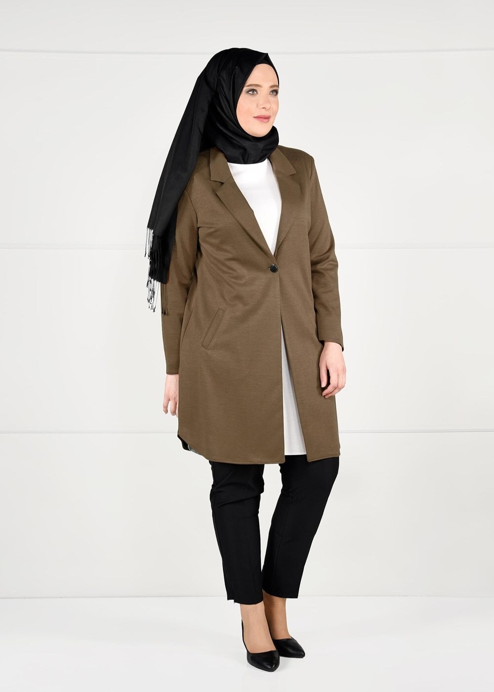 Vêtements hijab BRUN VESTE À BOUTONNÉE 2642