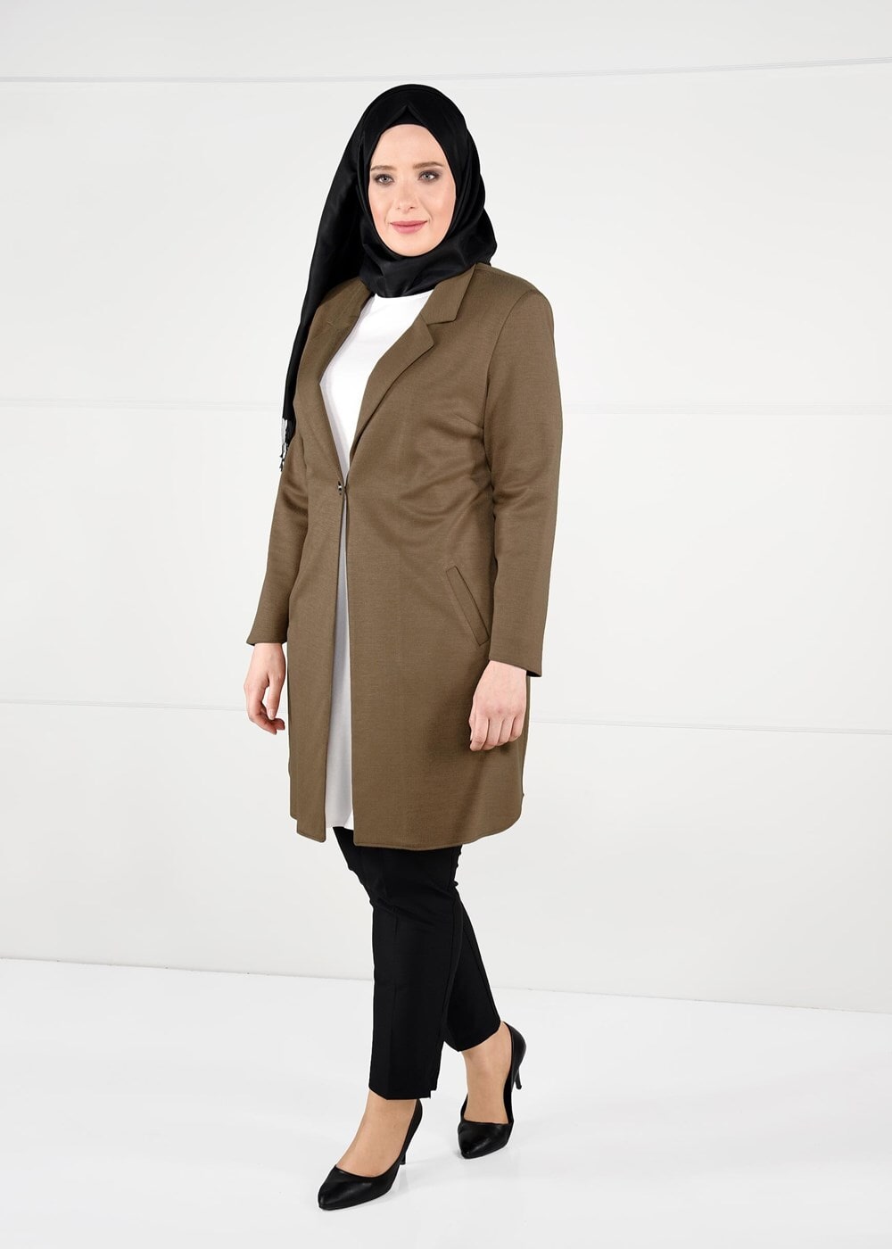 Vêtements hijab BRUN VESTE À BOUTONNÉE 2642
