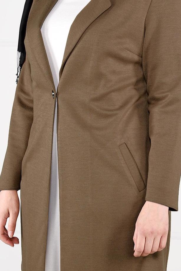 Tesettür giyim KAHVE DÜĞMELİ KLASİK KESİM CEKET 2642 - TRENDTESETTÜR