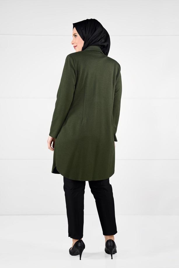 Tesettür giyim HAKİ DÜĞMELİ KLASİK KESİM CEKET 2642 - TRENDTESETTÜR