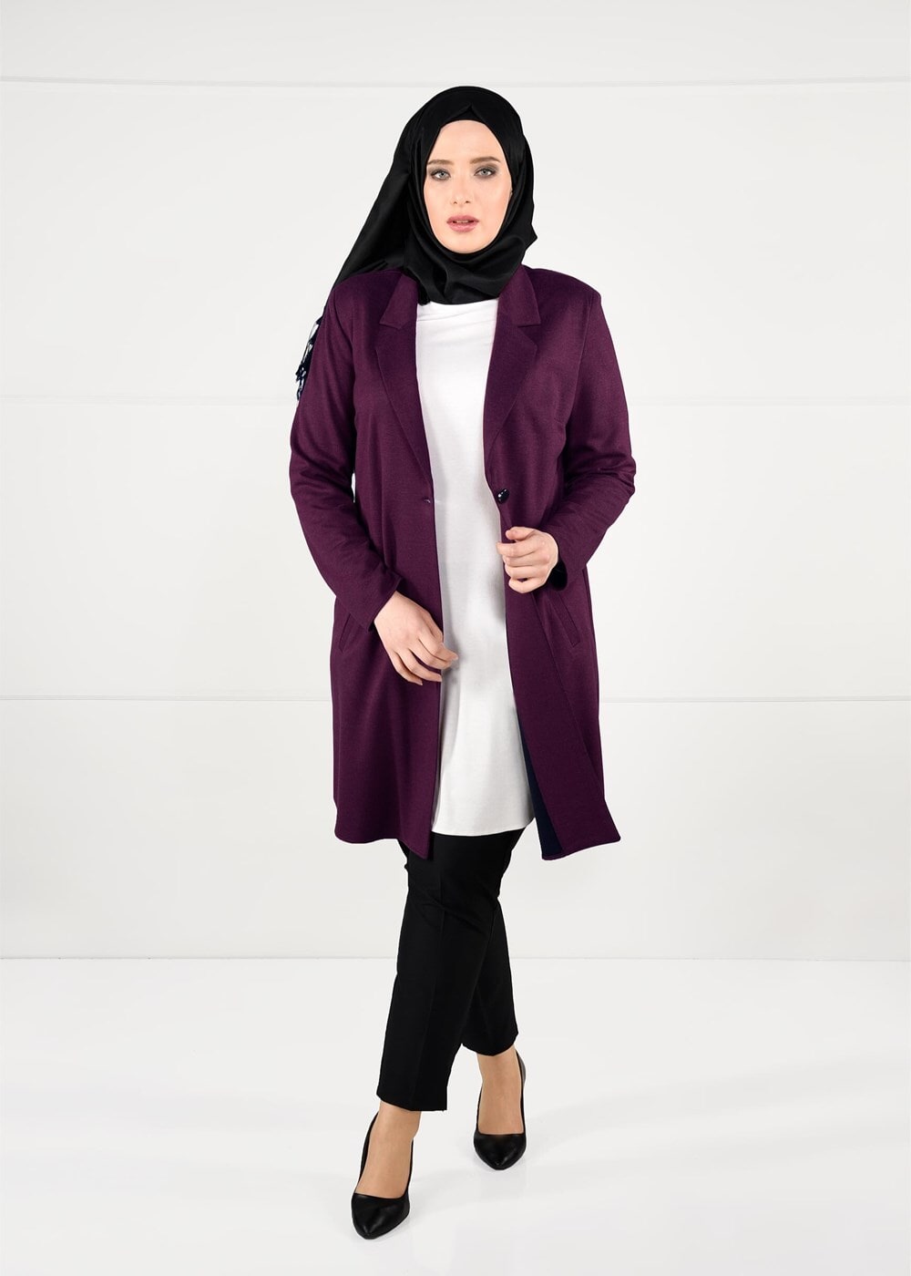 Vêtements hijab POURPRE VESTE À BOUTONNÉE 2642
