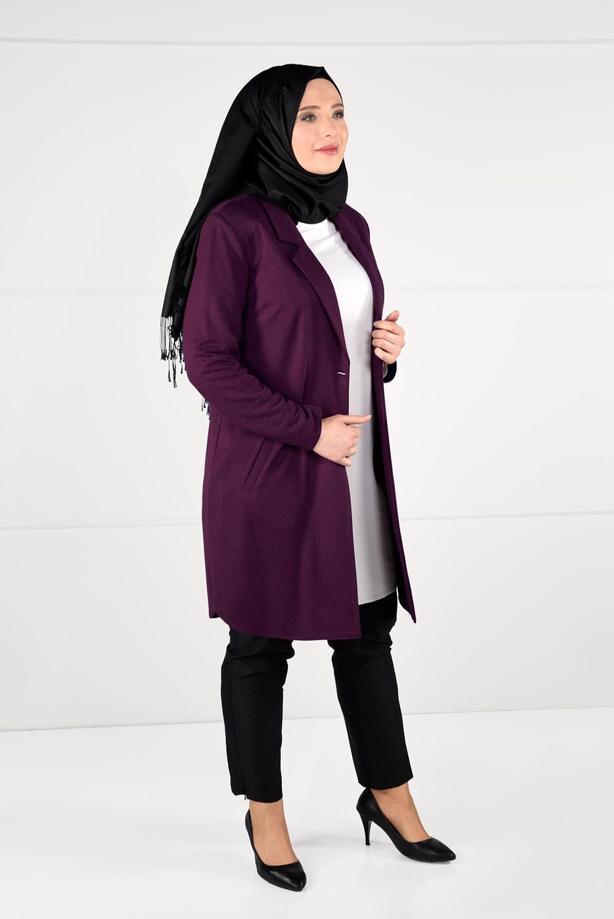 Vêtements hijab POURPRE VESTE À BOUTONNÉE 2642 - TRENDTESETTÜR