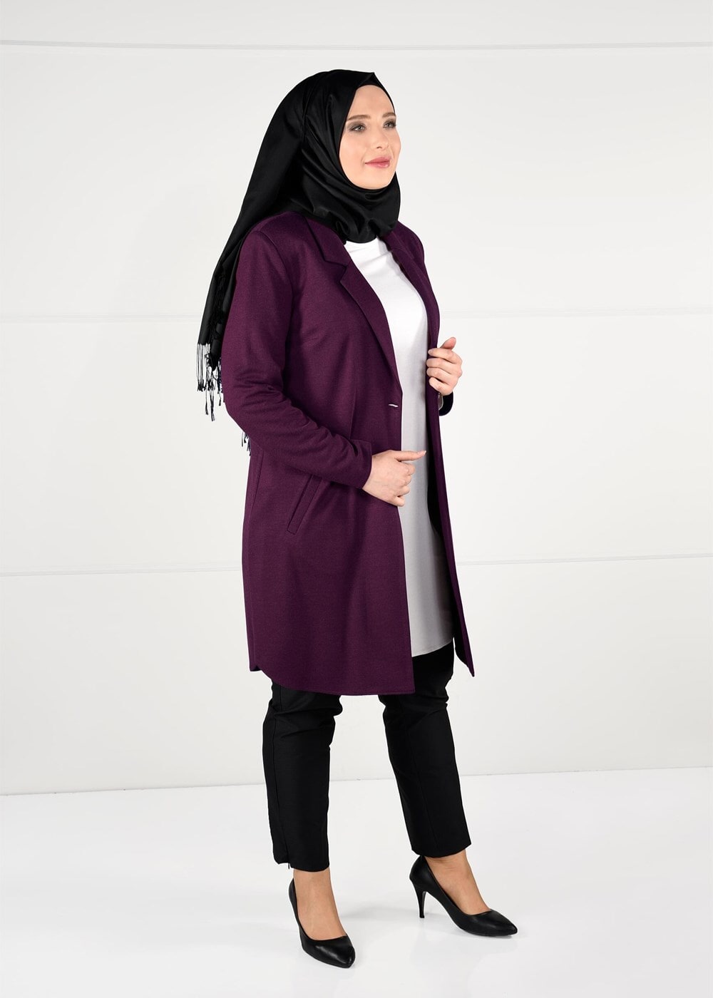 Vêtements hijab POURPRE VESTE À BOUTONNÉE 2642