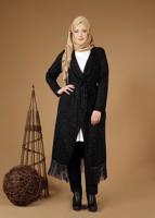 Hijab clothing BLACK FRINGE DETAIL COMBED COTTON CARDIGAN 2643