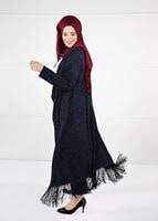 Vêtements hijab BLEU MARINE CARDIGAN EN COTON PEIGNE AVEC FRANGES 2643