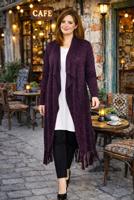 Vêtements hijab POURPRE CARDIGAN EN COTON PEIGNE AVEC FRANGES T 2643