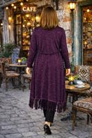 Vêtements hijab POURPRE CARDIGAN EN COTON PEIGNE AVEC FRANGES T 2643