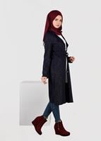 Tesettür giyim LACİVERT BELDEN BÜZGÜLÜ HIRKA 4053