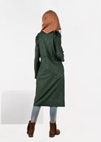 Tesettür giyim YEŞİL BELDEN BÜZGÜLÜ HIRKA 4053