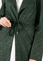 Tesettür giyim YEŞİL BELDEN BÜZGÜLÜ HIRKA 4053