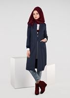 Tesettür giyim LACİVERT DESENLİ DÜĞMELİ CEKET 4057 