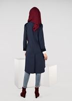 Tesettür giyim LACİVERT DESENLİ DÜĞMELİ CEKET 4057 