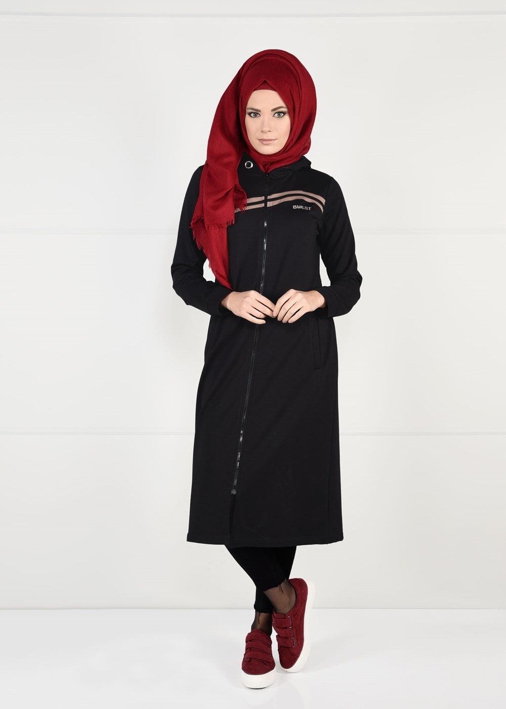 Tesettür giyim SİYAH ÖNDEN FERMUARLI SPOR CEKET 4151 