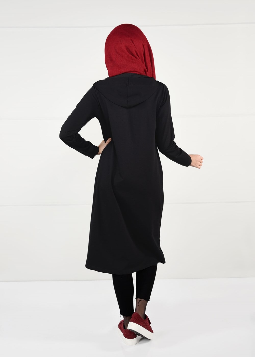 Tesettür giyim SİYAH ÖNDEN FERMUARLI SPOR CEKET 4151 