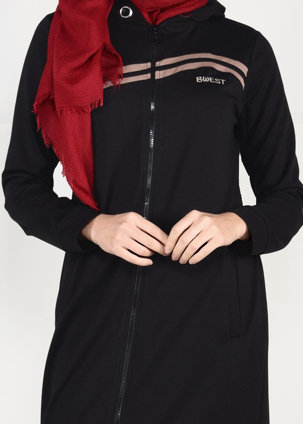 Tesettür giyim SİYAH ÖNDEN FERMUARLI SPOR CEKET 4151 