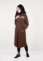 Tesettür giyim KAHVE ÖNDEN FERMUARLI SPOR CEKET 4151 